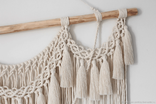 Plumes of Peace Wall Hanger - tassel long wall hanger Panel - KnittsKnotts
