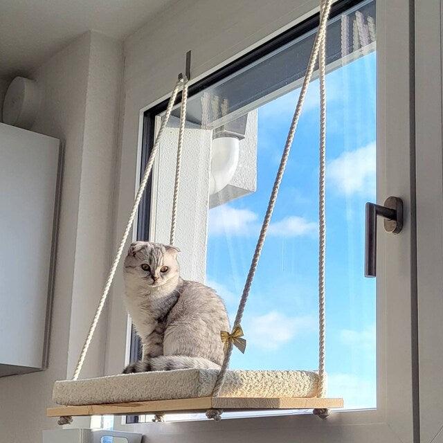 Kitten's Play House - Macrame Cat Window Bed - KnittsKnotts