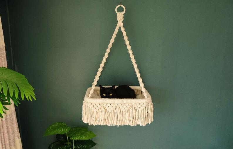 CatSway Comfort Zones - Macrame Cat Shelf - KnittsKnotts