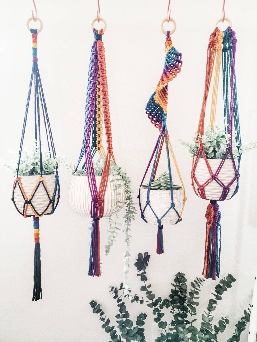 Rainbow Dreams Hanging Planter- Rainbow Macrame Plant Hangers