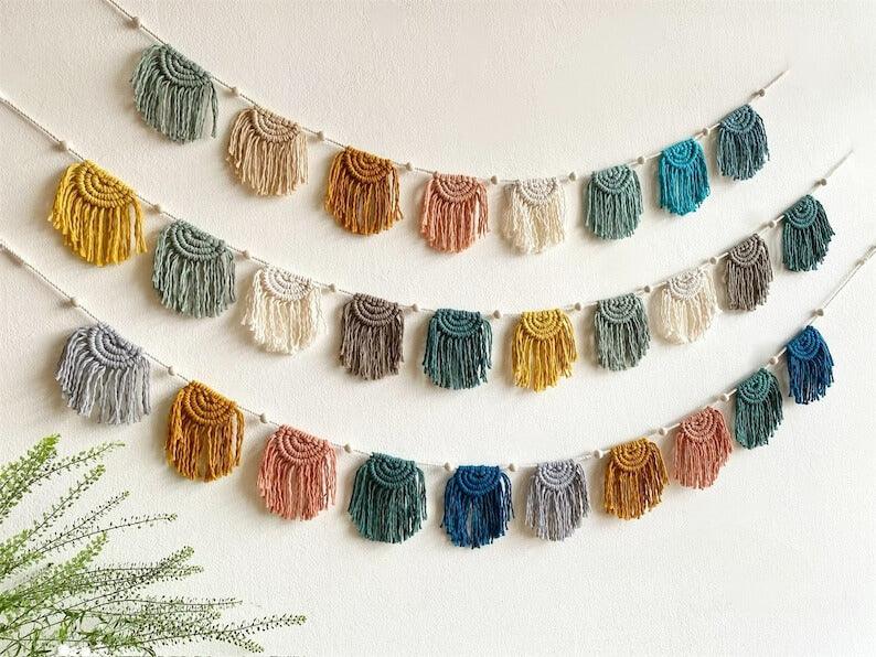 Loomed Little Labels - Macrame Bunting Hanger - KnittsKnotts